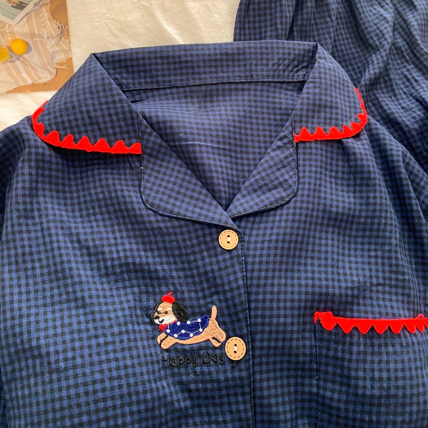 Cozy Paws Navy Plaid Padded Nightsuit Set