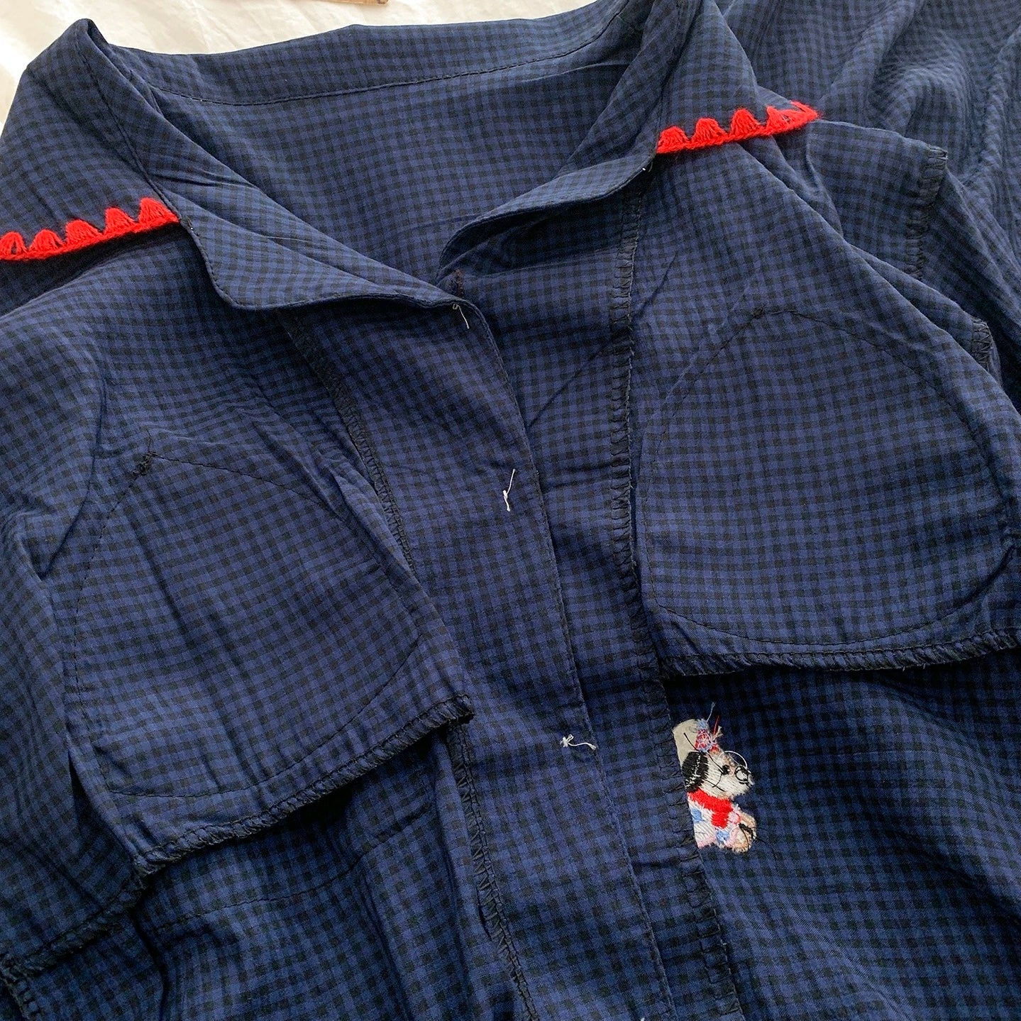 Cozy Paws Navy Plaid Padded Nightsuit Set