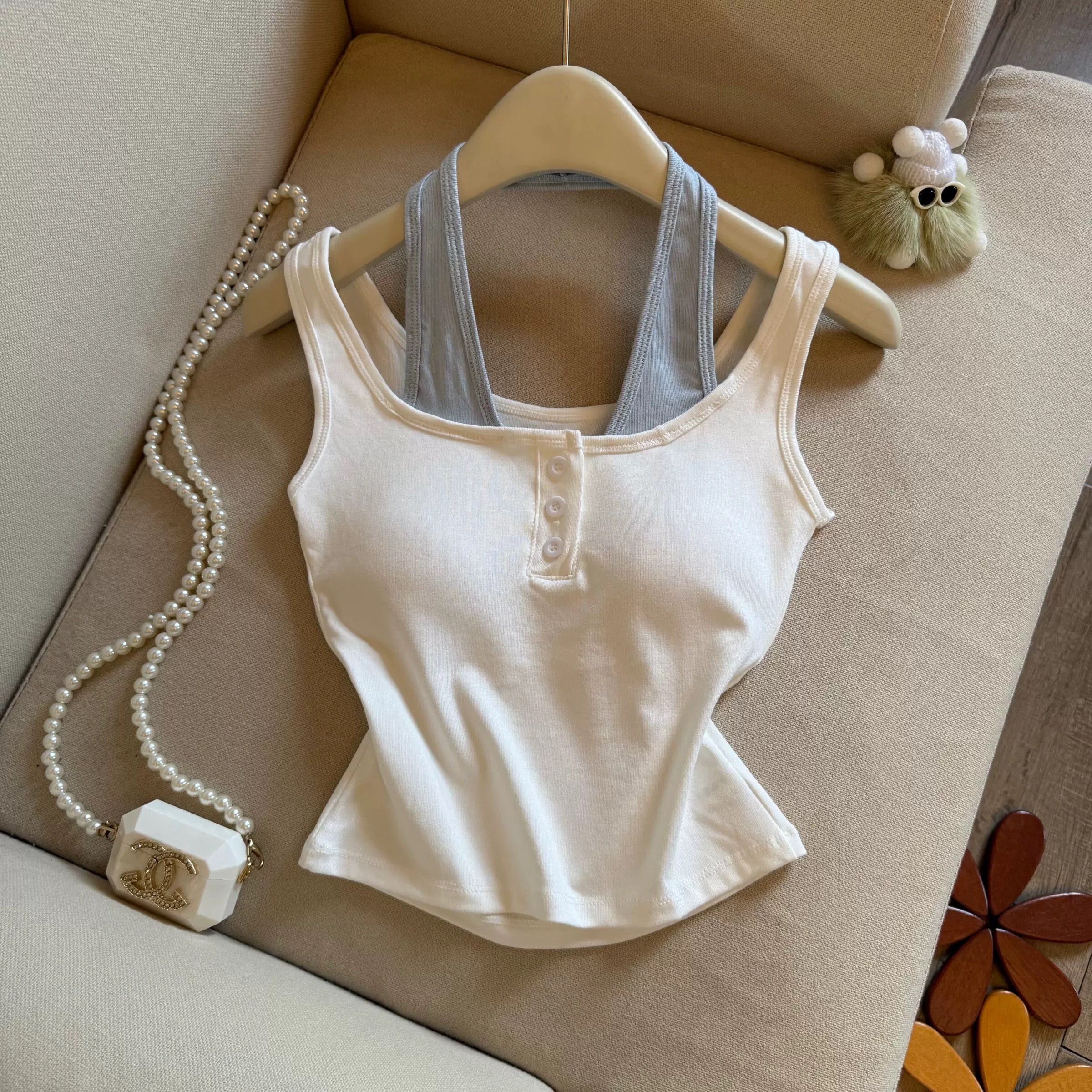 Dual-Strap Layered Built-in Bra Top