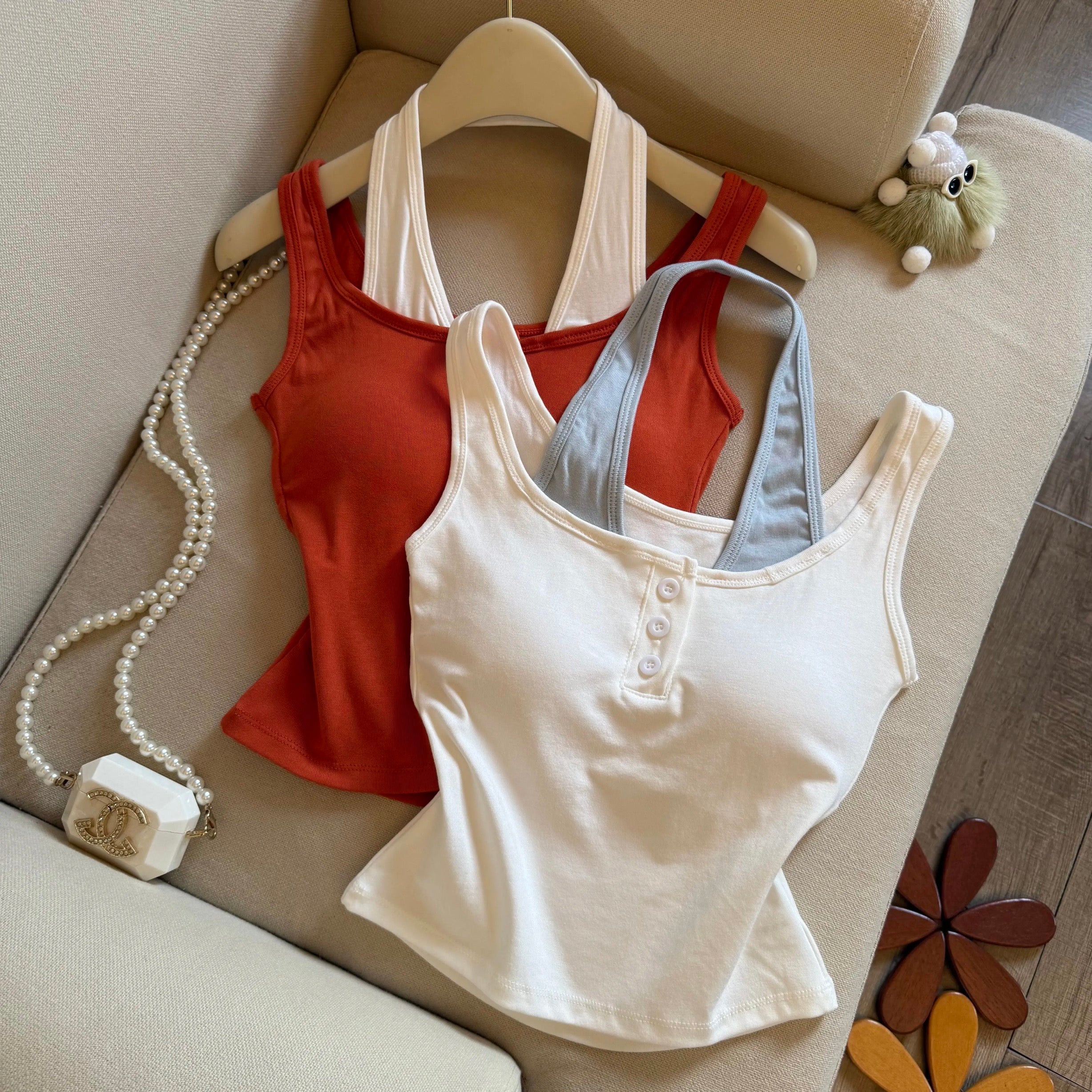 Dual-Strap Layered Built-in Bra Top