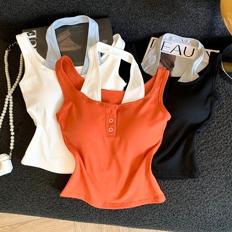 Dual-Strap Layered Built-in Bra Top