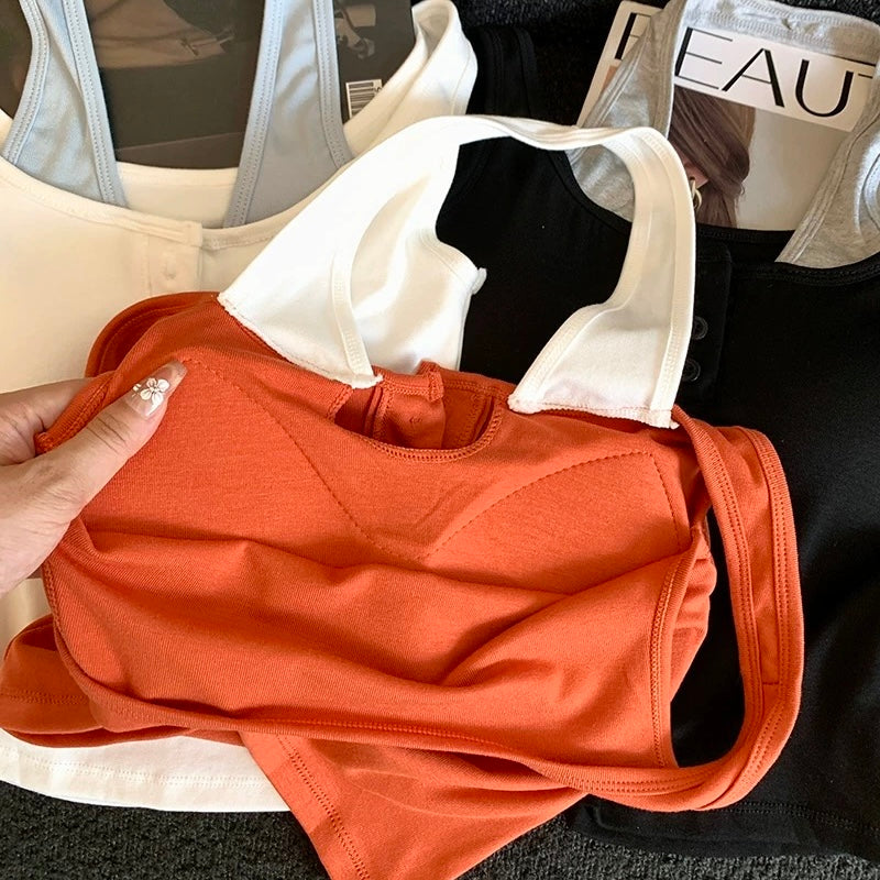 Dual-Strap Layered Built-in Bra Top