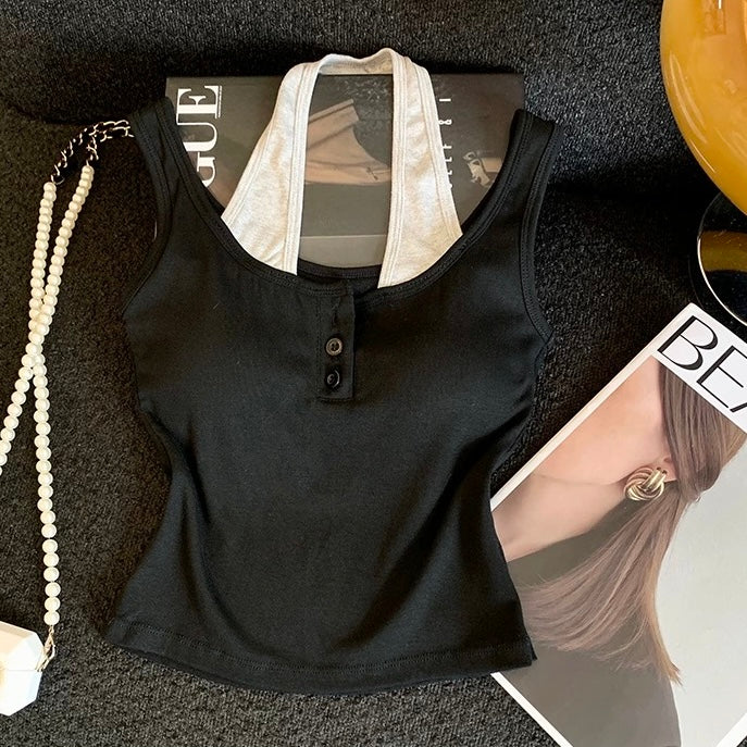 Dual-Strap Layered Built-in Bra Top