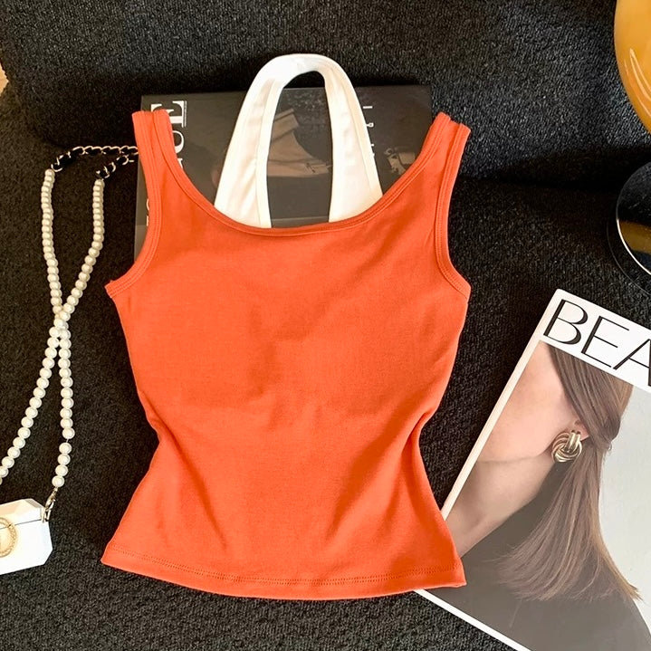 Dual-Strap Layered Built-in Bra Top