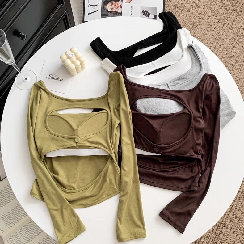 Auckland Button Cutout Built-In Bra Top