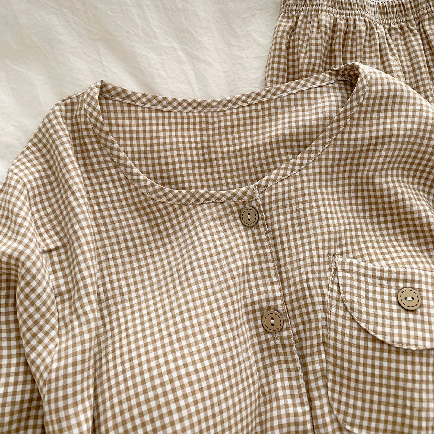 Toasted Gingham Padded Nightsuit Set