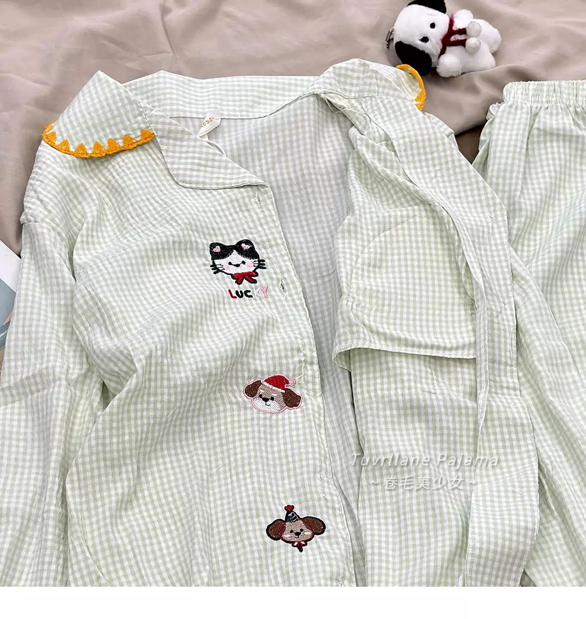 Pastel Gingham Padded Nightsuit Set