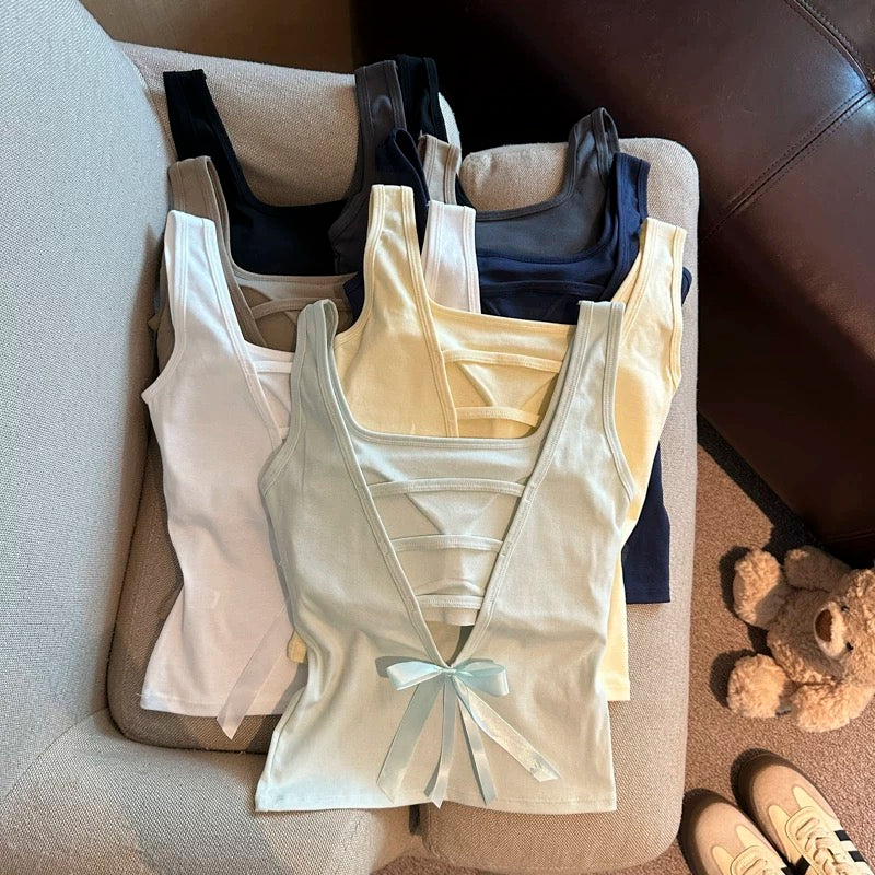 Strappy Bow Built-In Bra Top