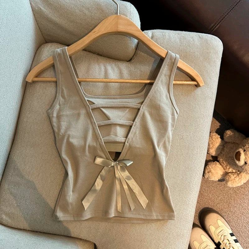 Strappy Bow Built-In Bra Top