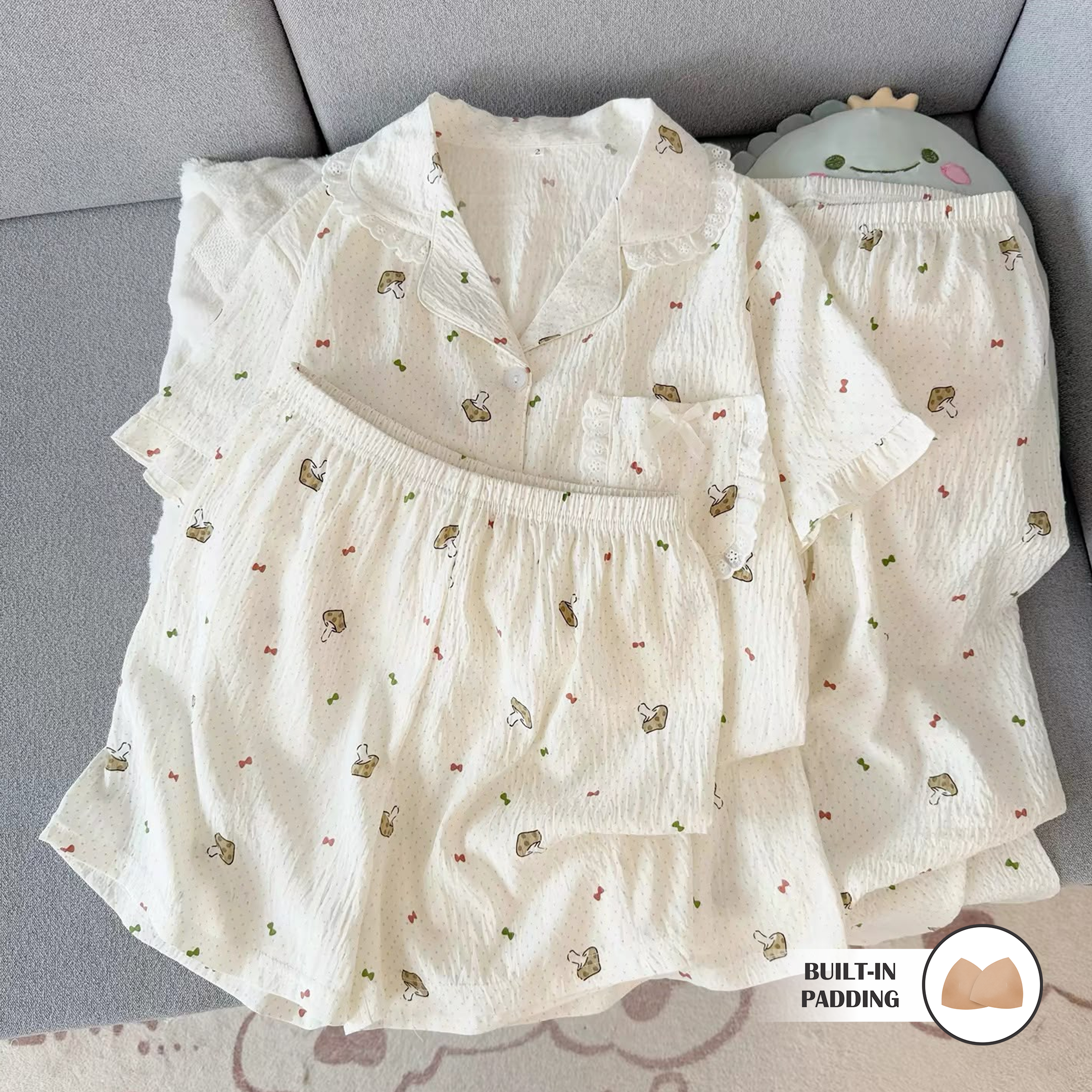 Forest Mushroom Padded Nightsuit - 3pc Set