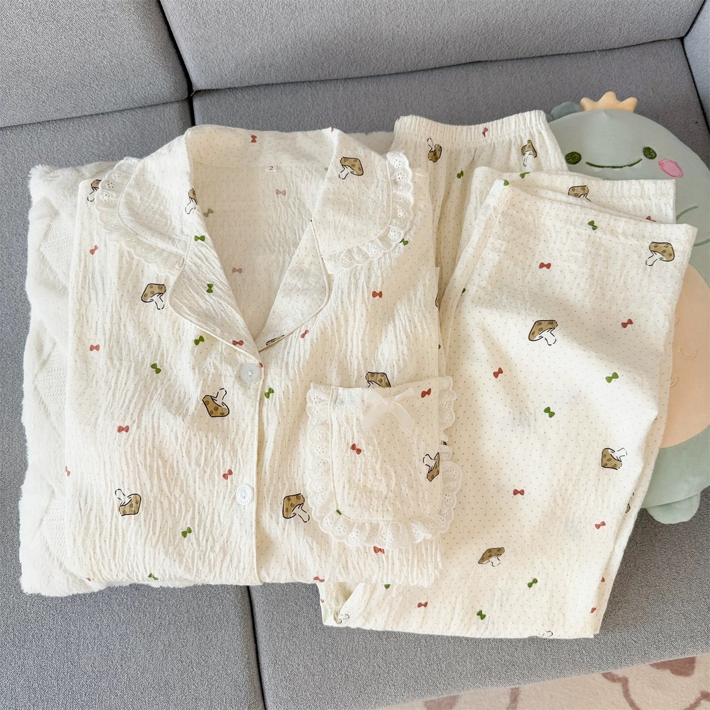 Forest Mushroom Padded Nightsuit - 3pc Set