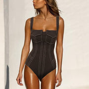 Contour Bustier Monokini and Wide-Leg Pant Set