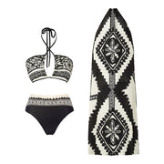 Tribal Halter Bikini Set with Printed Cover-Up