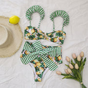 Citrus Stripe Bow Bikini Set