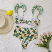 Citrus Stripe Bow Bikini Set