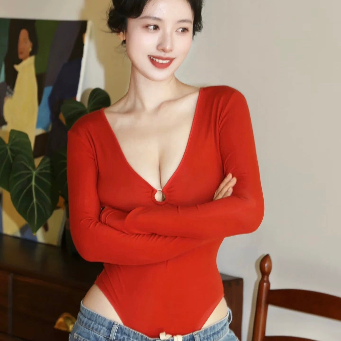 Seville  Full Sleeves Built-In Bra Bodysuit