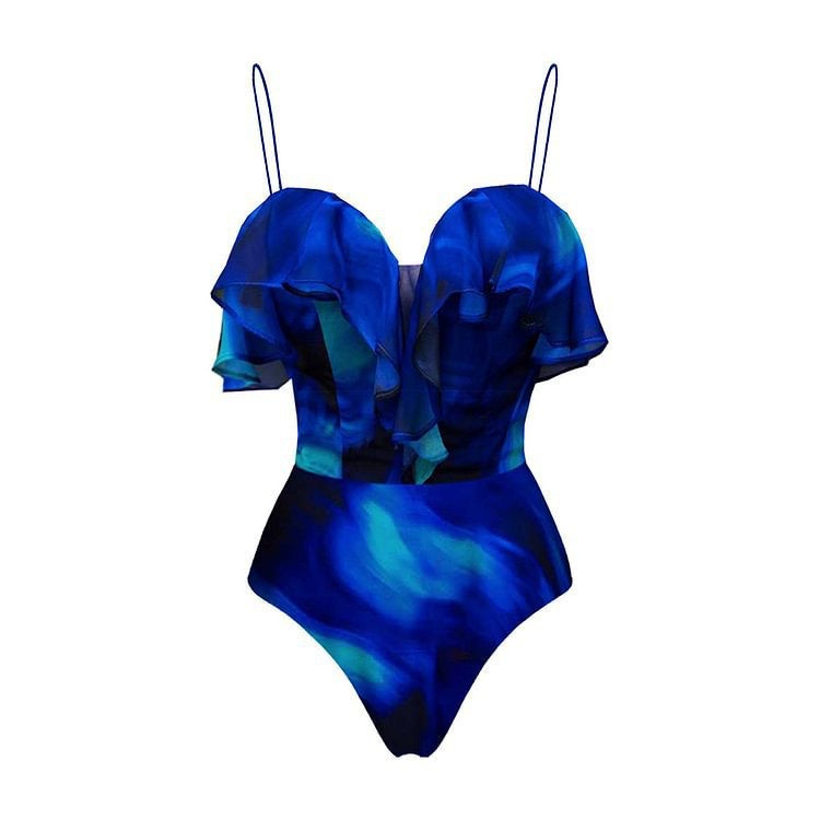 Azure Elegance Ruffle Monokini & Skirt Set