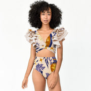 Sun & Stars Ruffle Bikini with Sarong Set