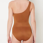 Rust One-Shoulder Monokini & Wrap Skirt Set