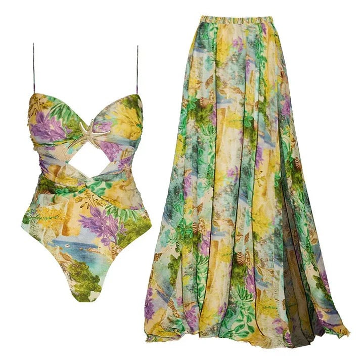Bloomwave Monokini & Skirt Set