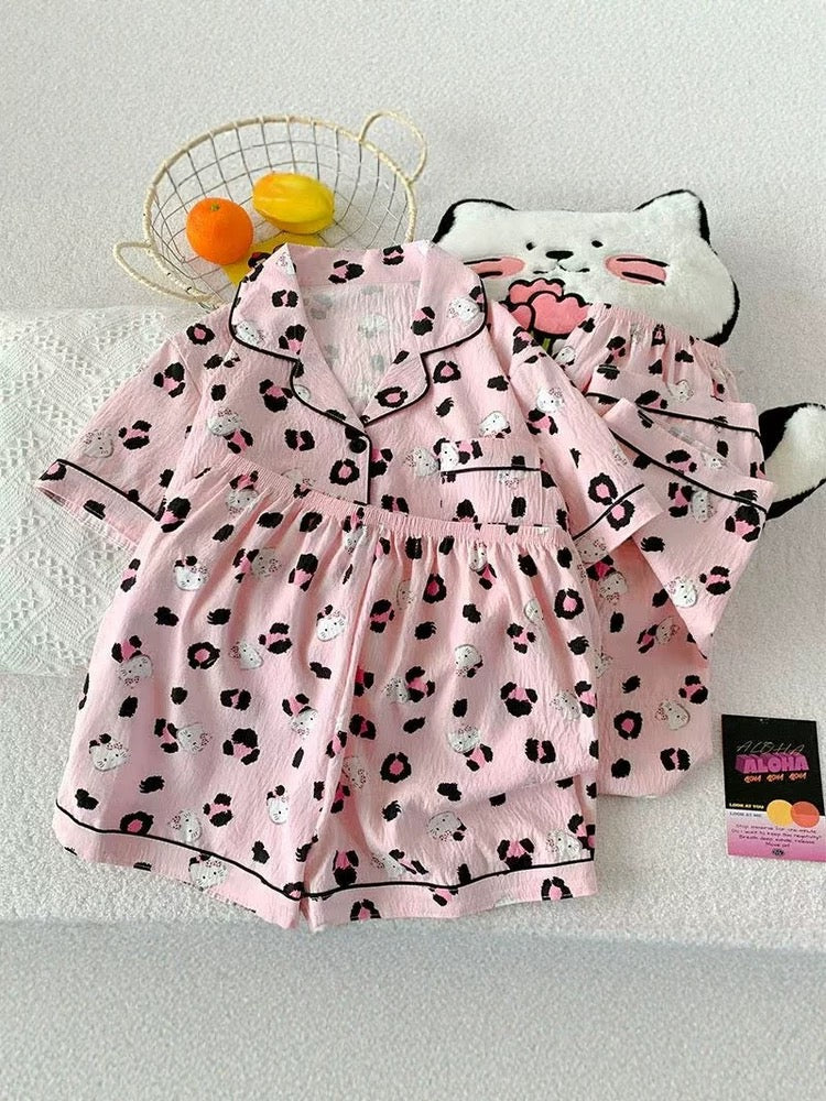 Leopard Kitty Padded Nightsuit-3pcs Set