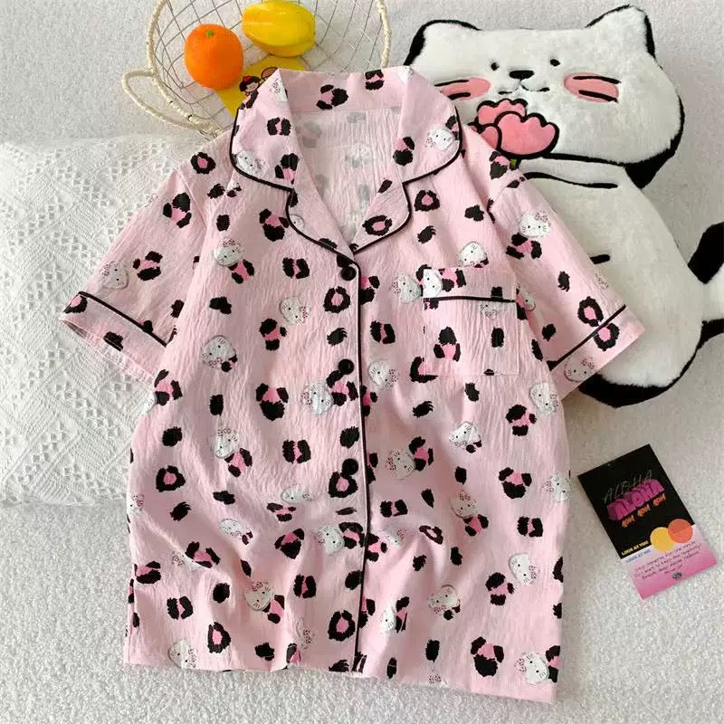 Leopard Kitty Padded Nightsuit-3pcs Set