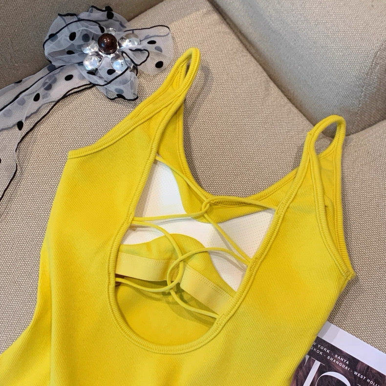 Velour Back Criss-Cross Built-in Bra Camisole
