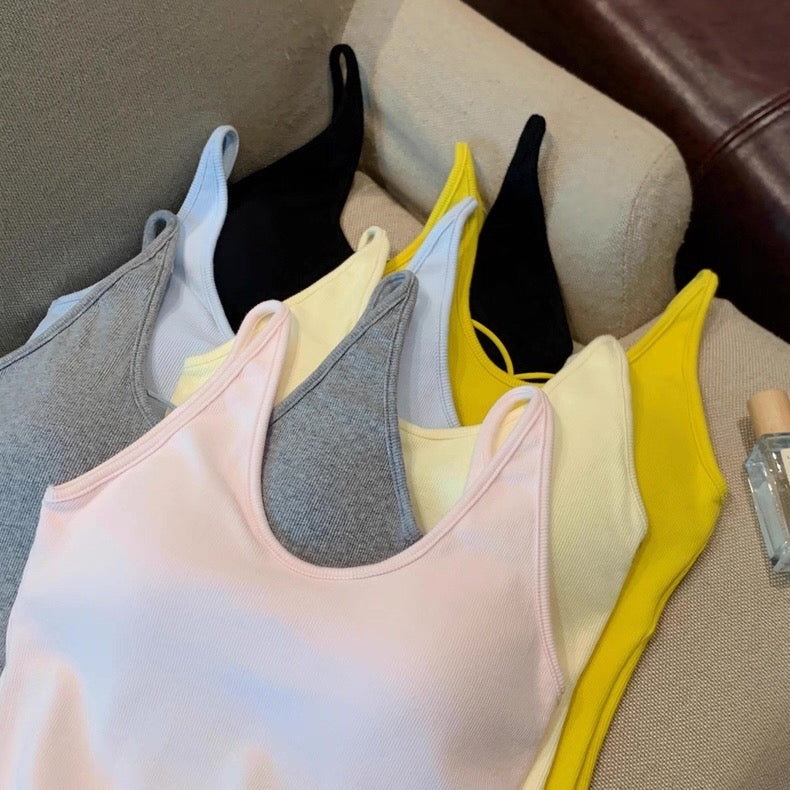 Velour Back Criss-Cross Built-in Bra Camisole