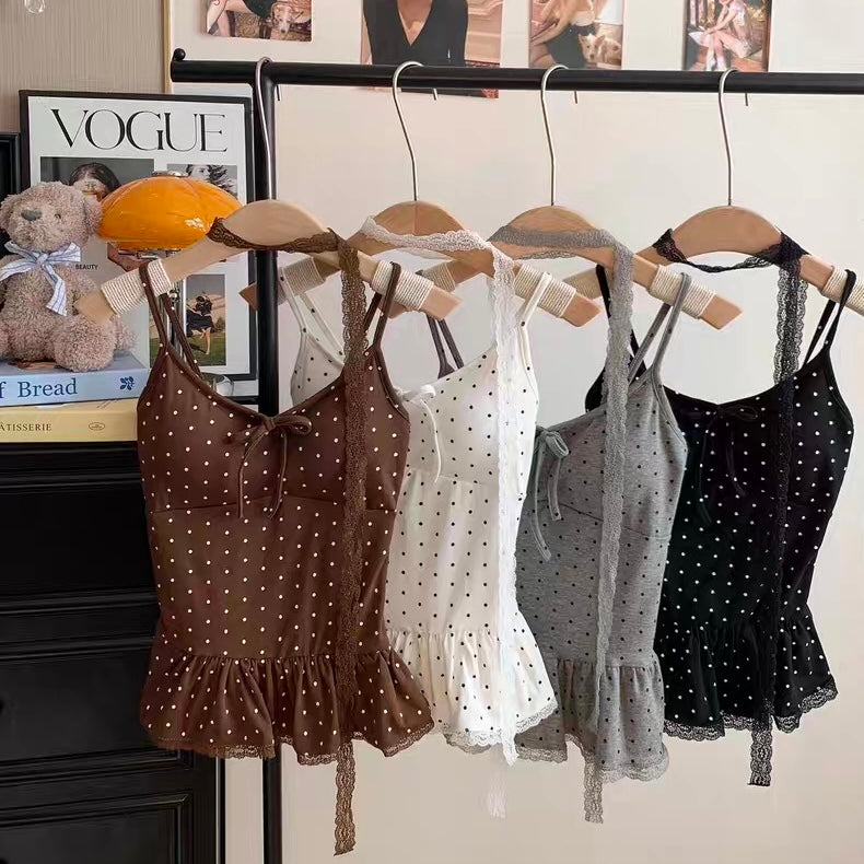 Petite Polka Dot Built-In Bra Top
