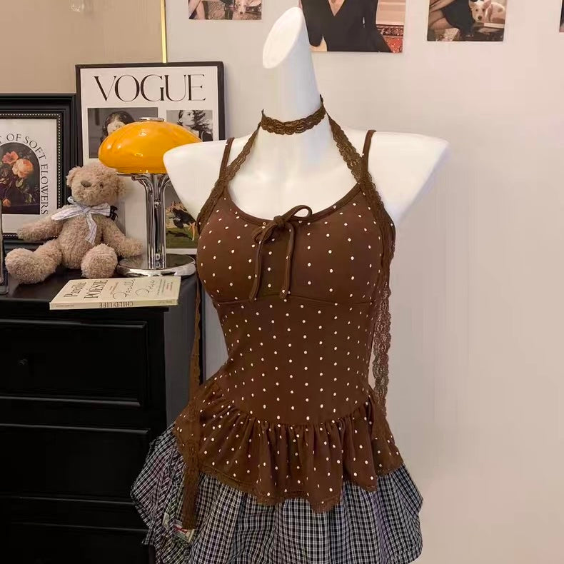 Petite Polka Dot Built-In Bra Top