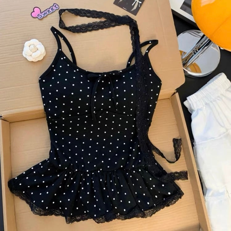 Petite Polka Dot Built-In Bra Top