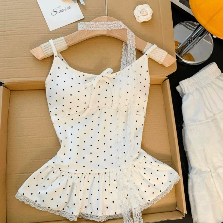 Petite Polka Dot Built-In Bra Top