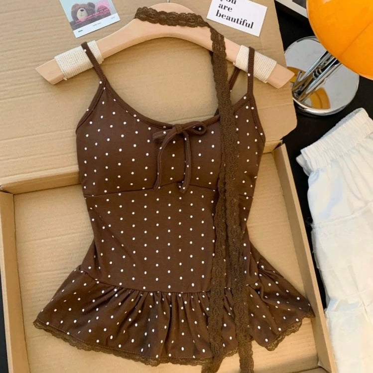 Petite Polka Dot Built-In Bra Top