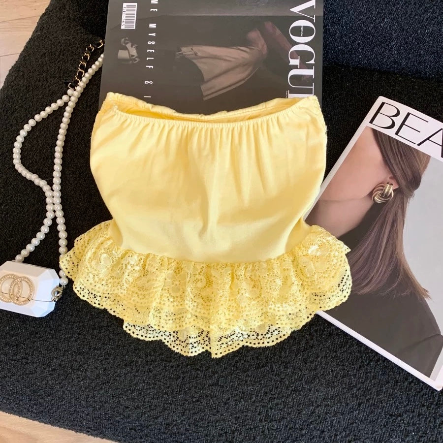 Fleur Lace Detailed Built-In Bra Tube Top