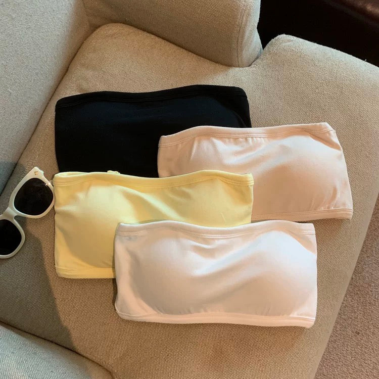 Sorelle Back Criss-Cross Built-In Bra Tube Top