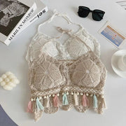 Boho Tassel Crochet Knit Bralette