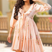 Peach Costa Handblock Cotton Dress