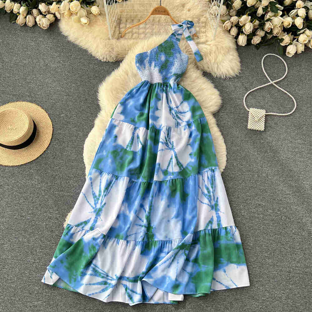 Amaris one shoulder tie dye dress