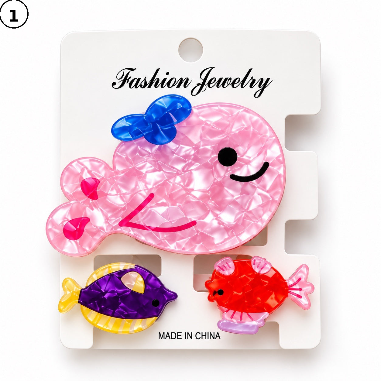 Aqua Whimsy Claw Clip - Set of 3