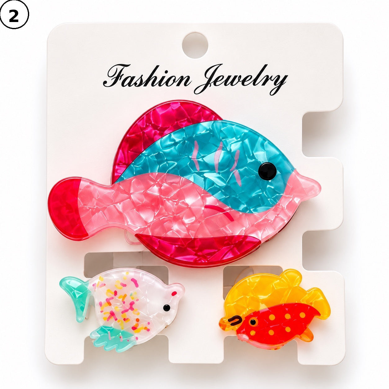 Aqua Whimsy Claw Clip - Set of 3