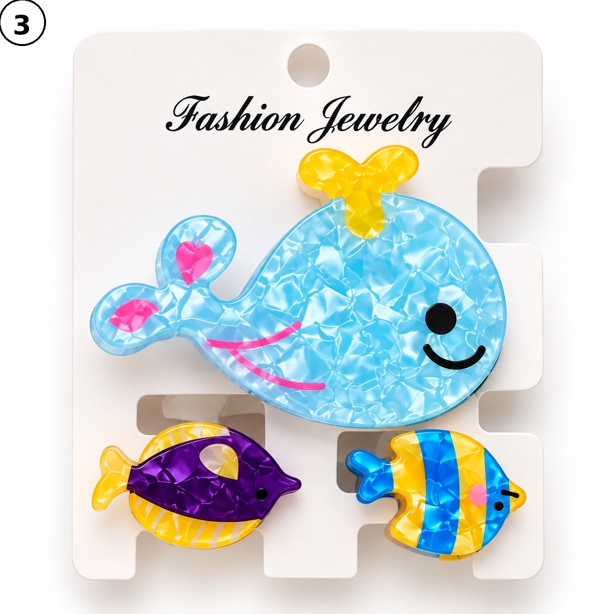 Aqua Whimsy Claw Clip - Set of 3