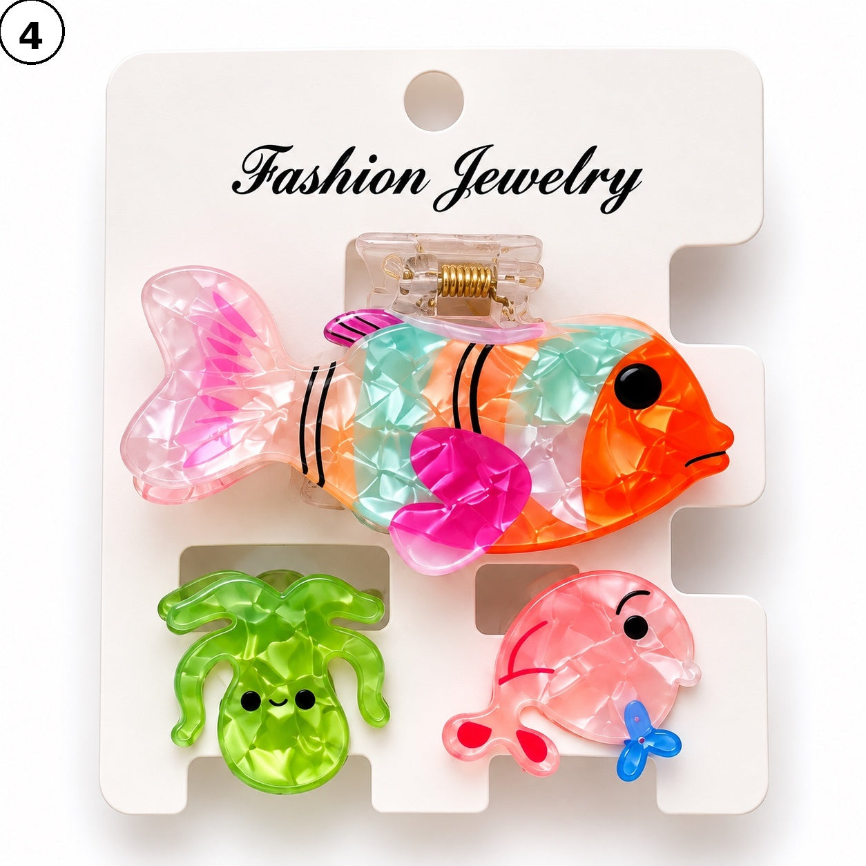 Aqua Whimsy Claw Clip - Set of 3