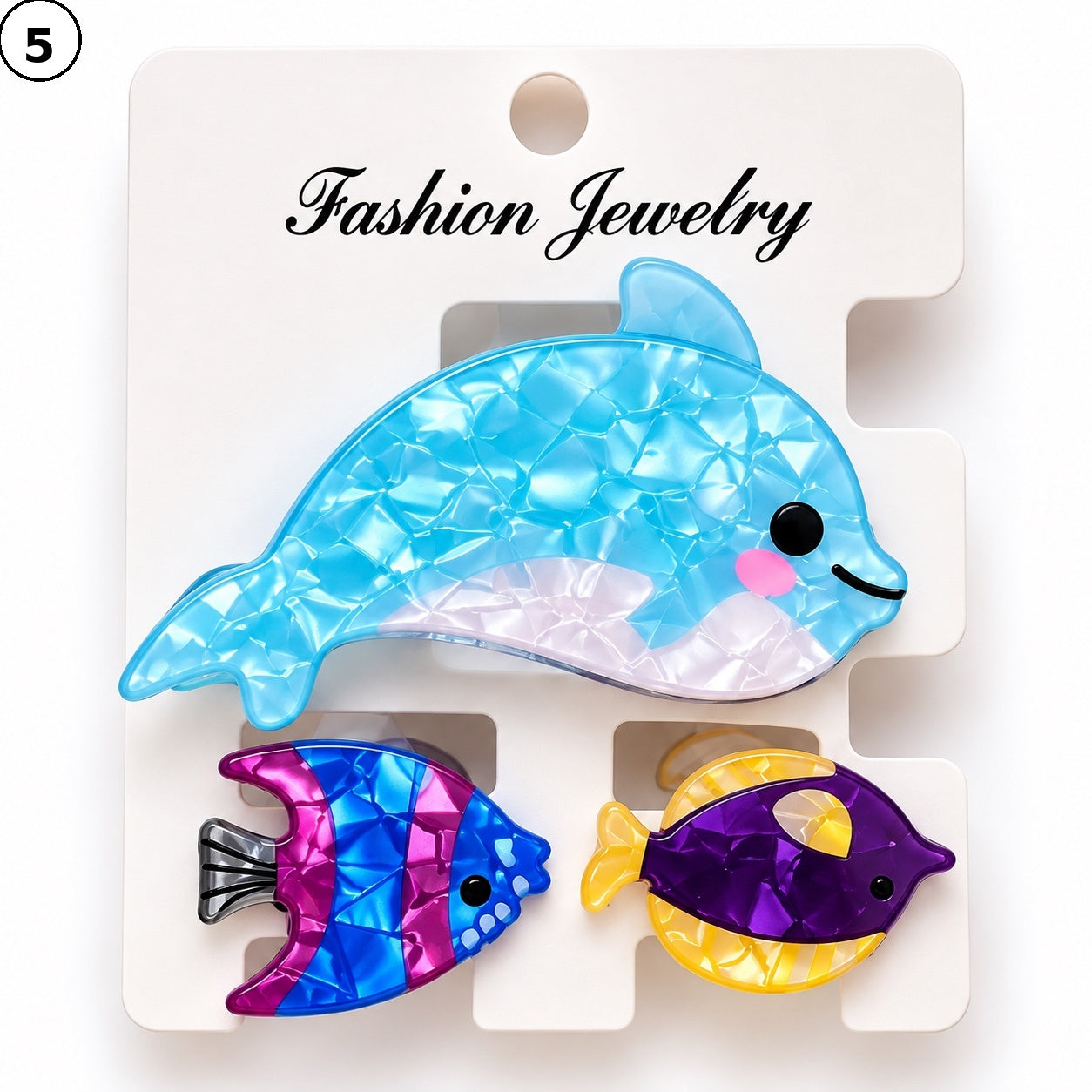 Aqua Whimsy Claw Clip - Set of 3