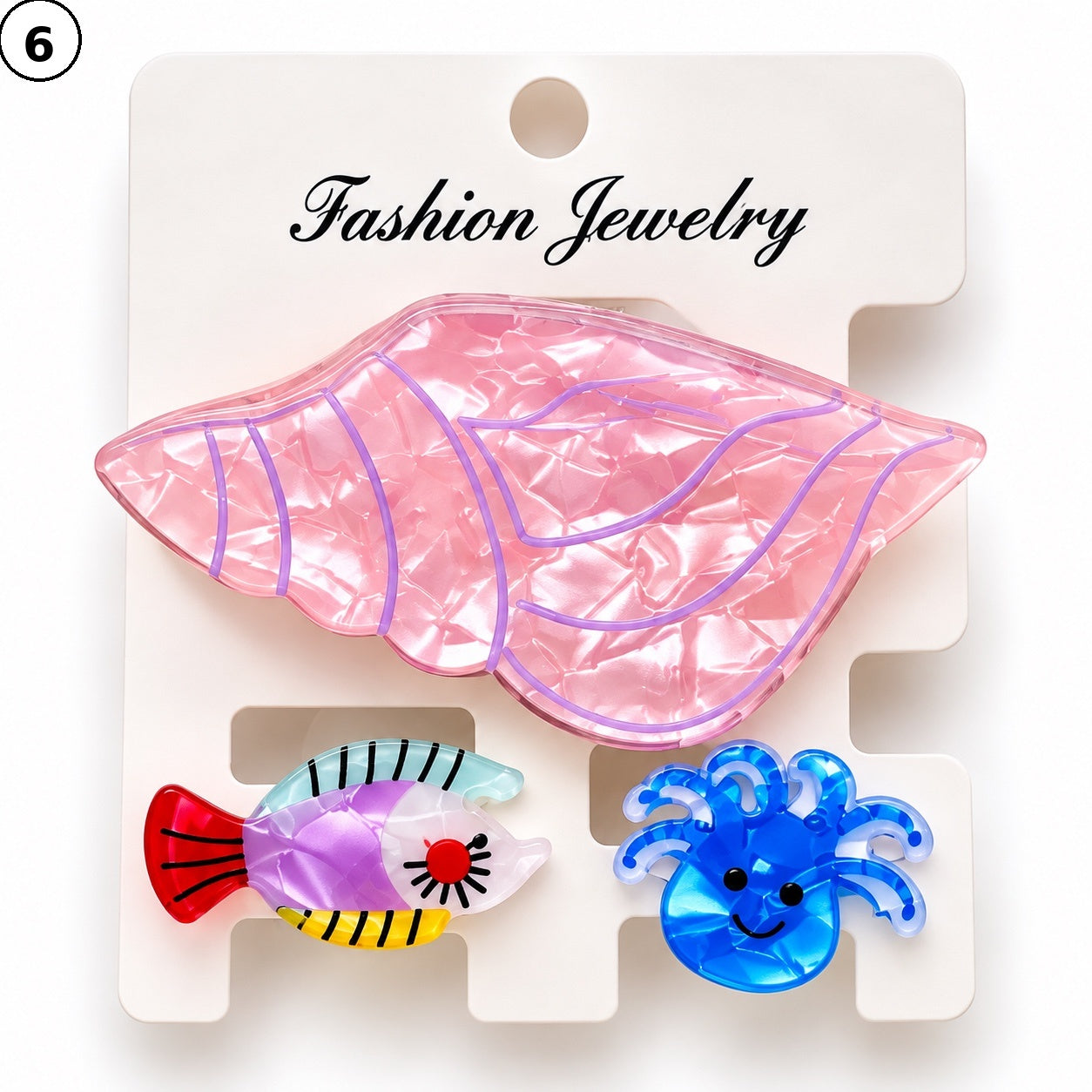 Aqua Whimsy Claw Clip - Set of 3