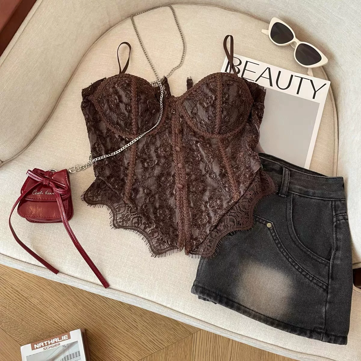 Bella Lace Built-in Bra Bustier Top