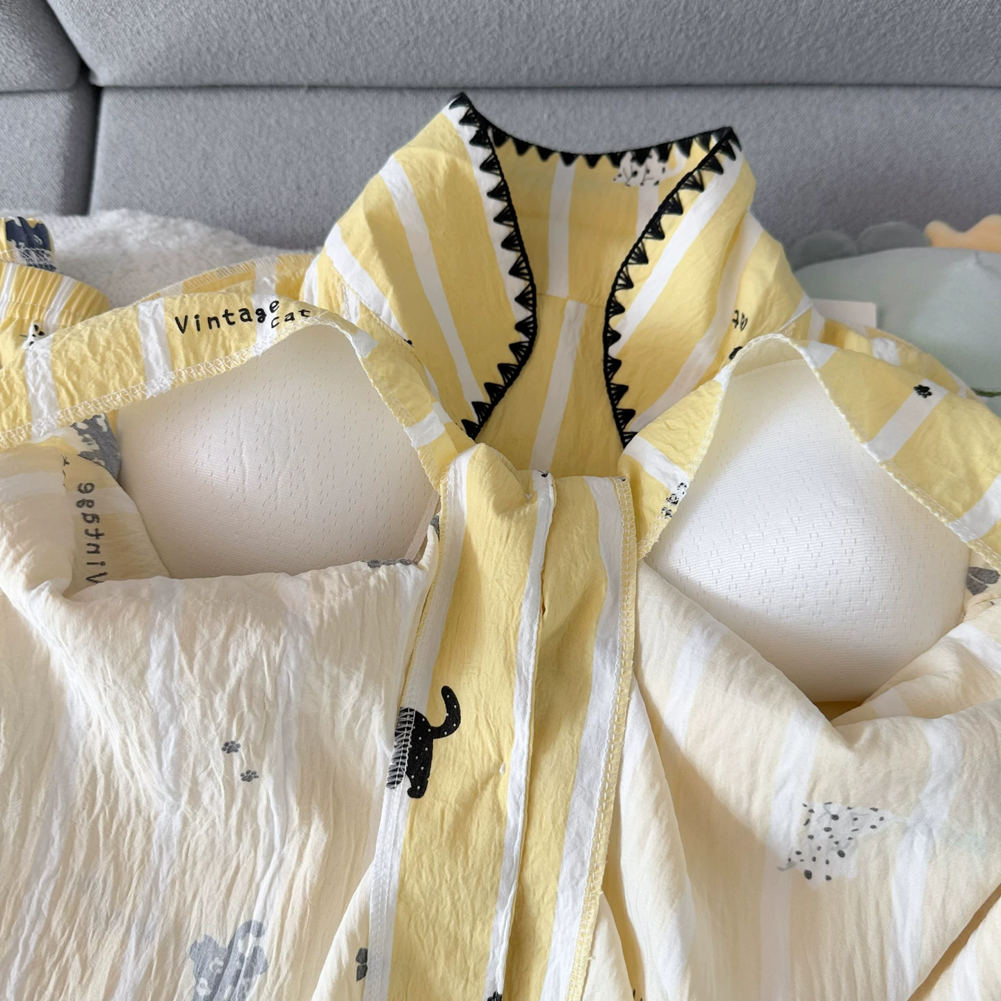 Butter Stripe Kitty Padded Nightsuit Set