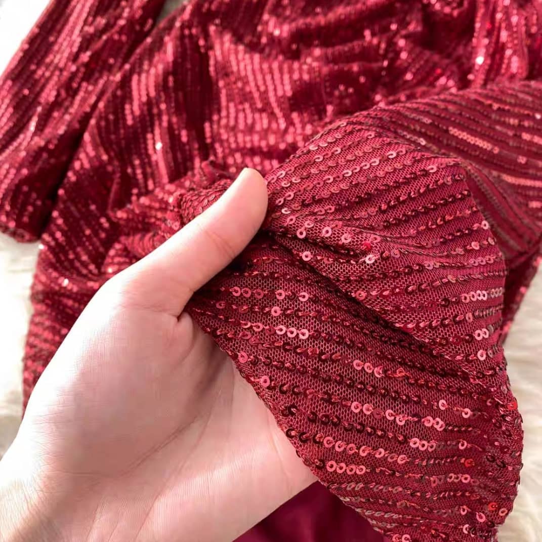 Sparkling Ruched Sequin Bodycon Dress