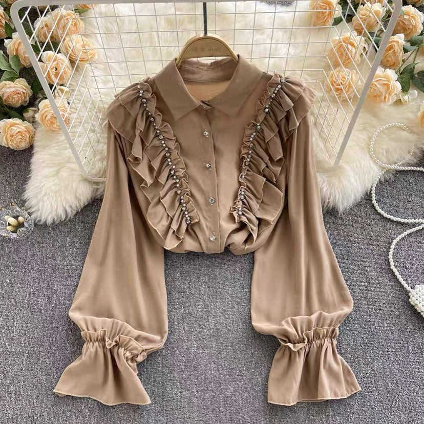Donna studded ruffle shirt